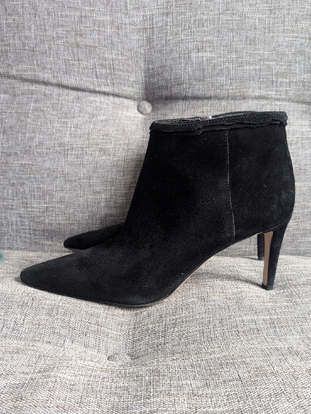 Sam Edelman Kandice Black Suede Pointed-Toe Ankle Boots size 9 Or 39